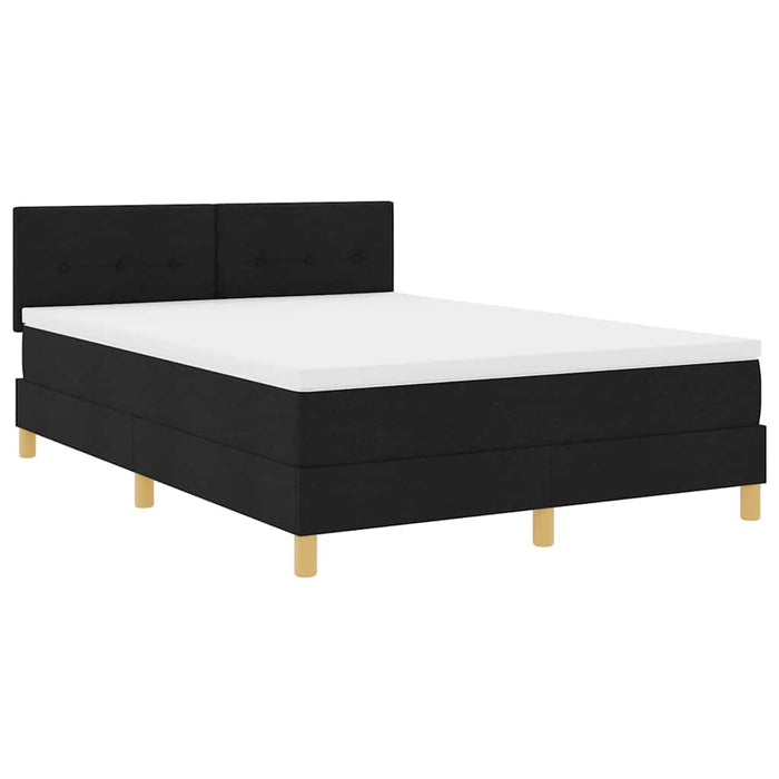 Pat cu arcuri cu pernă cu headboard Negru 140 x 190 cm țesătură - WALTI WALTI