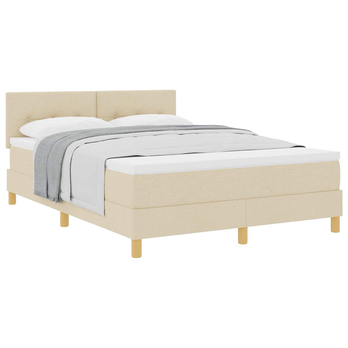 Pat cu arcuri cu saltea cu headboard Crem 140 x 190 cm țesătură - WALTI WALTI