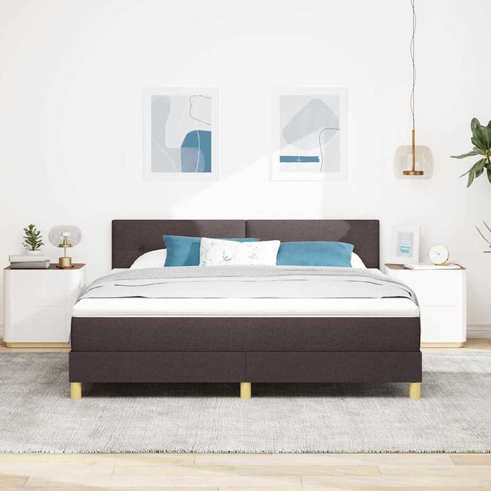 Pat cu arcuri cu saltea Maro închis 180 x 200 cm țesătură - WALTI WALTI