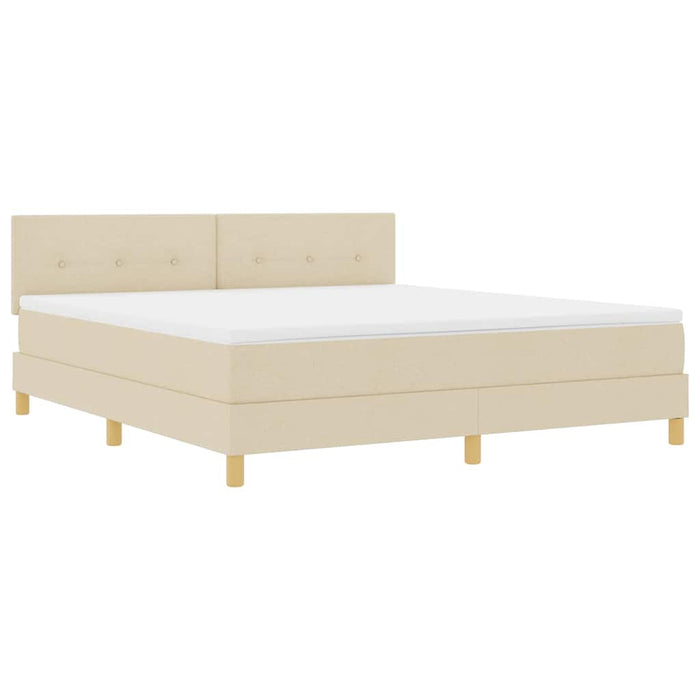 Pat cu arcuri cu saltea cu headboard Crem 180 x 200 cm țesătură - WALTI WALTI