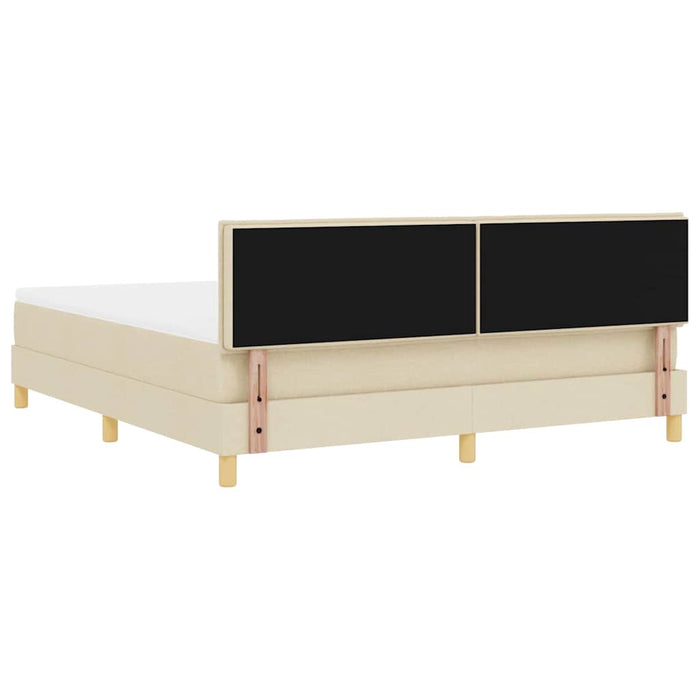 Pat cu arcuri cu saltea cu headboard Crem 180 x 200 cm țesătură - WALTI WALTI