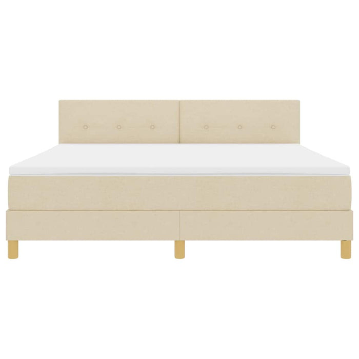 Pat cu arcuri cu saltea cu headboard Crem 180 x 200 cm țesătură - WALTI WALTI