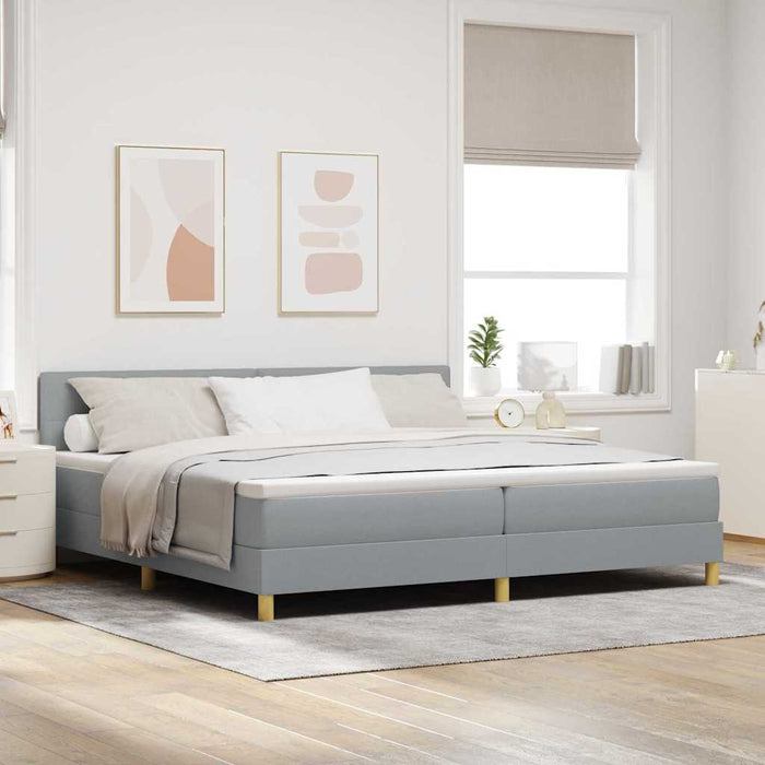 Pat cu arcuri cu pernă Manual Gri deschis 200 x 200 cm țesătură WALTI