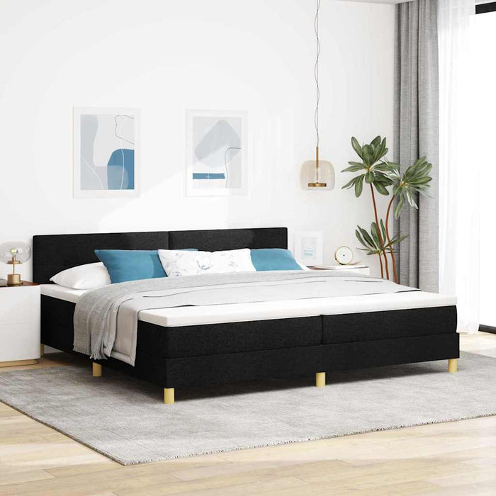 Pat cu arcuri cu pernă cu headboard Negru 200 x 200 cm țesătură WALTI