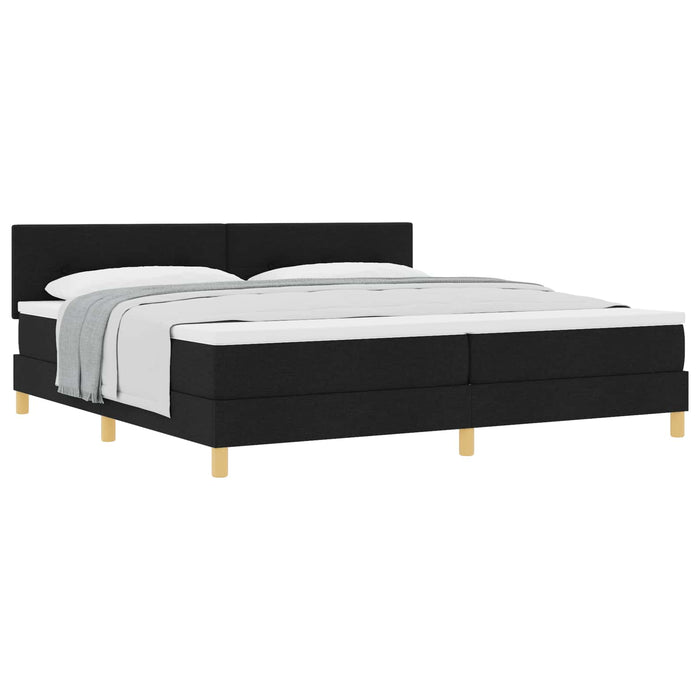 Pat cu arcuri cu pernă cu headboard Negru 200 x 200 cm țesătură WALTI