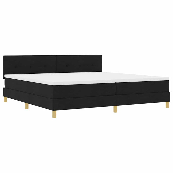 Pat cu arcuri cu pernă cu headboard Negru 200 x 200 cm țesătură WALTI