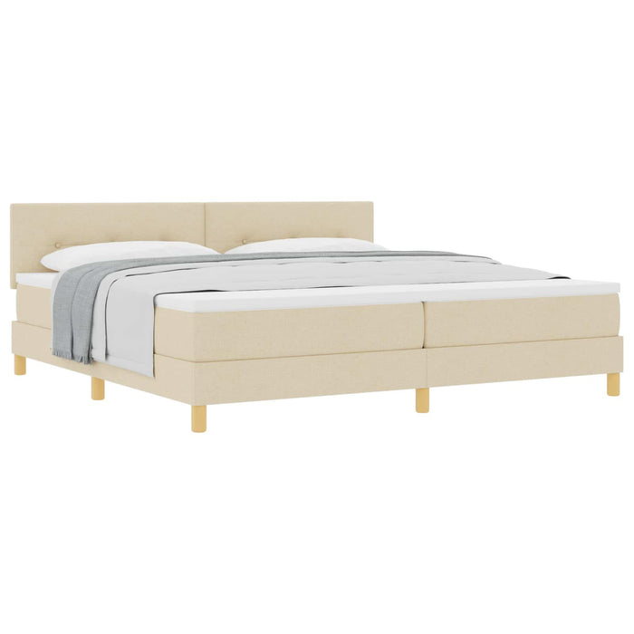 Pat cu arcuri cu saltea cu headboard Crem 200 x 200 cm țesătură - WALTI WALTI
