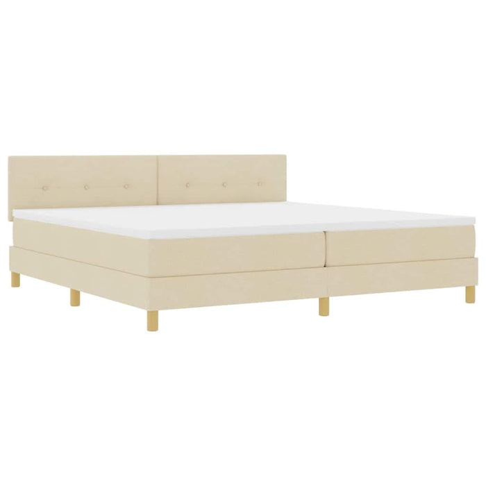 Pat cu arcuri cu saltea cu headboard Crem 200 x 200 cm țesătură - WALTI WALTI