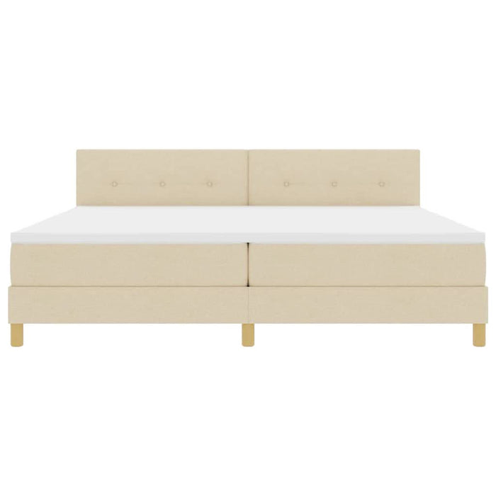 Pat cu arcuri cu saltea cu headboard Crem 200 x 200 cm țesătură - WALTI WALTI