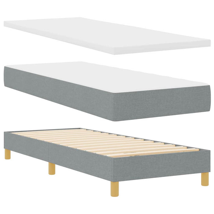 Pat boxspring cu saltea Gri deschis 80 x 200 cm țesătură - WALTI WALTI