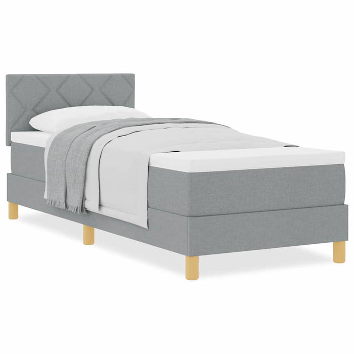 Pat boxspring cu saltea Gri deschis 80 x 200 cm țesătură - WALTI WALTI