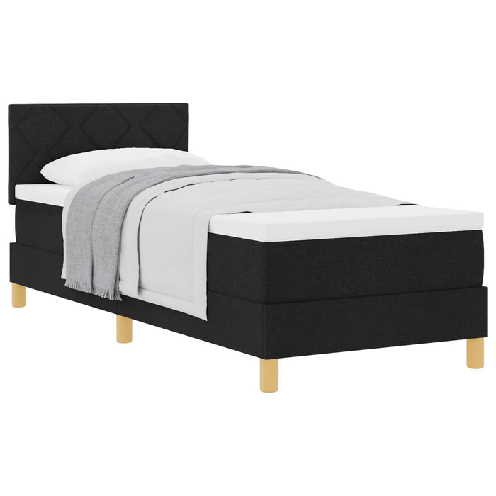 Pat cu arcuri cu saltea cu headboard Negru 80 x 200 cm țesătură - WALTI WALTI