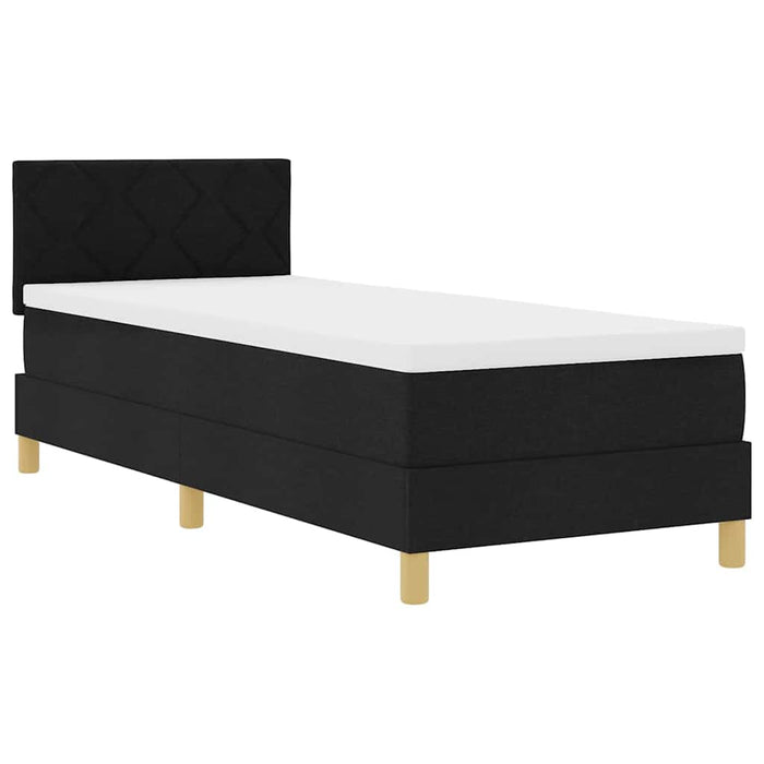 Pat cu arcuri cu saltea cu headboard Negru 80 x 200 cm țesătură - WALTI WALTI