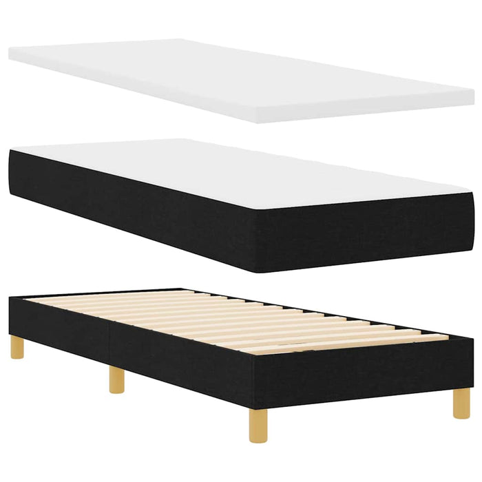 Pat cu arcuri cu saltea cu headboard Negru 80 x 200 cm țesătură - WALTI WALTI