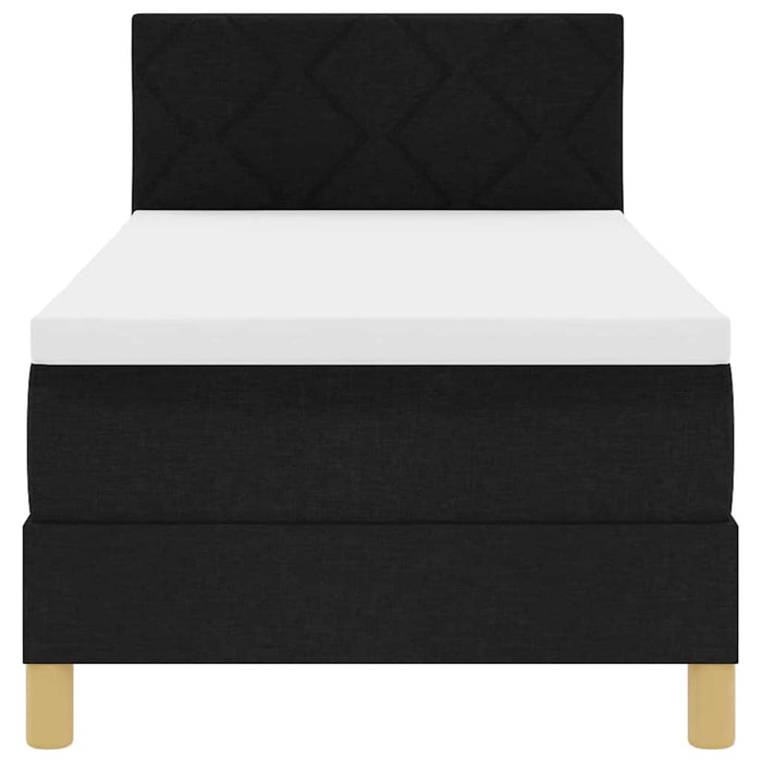 Pat cu arcuri cu saltea cu headboard Negru 80 x 200 cm țesătură - WALTI WALTI