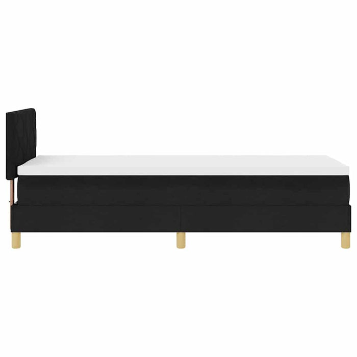 Pat cu arcuri cu saltea cu headboard Negru 80 x 200 cm țesătură - WALTI WALTI