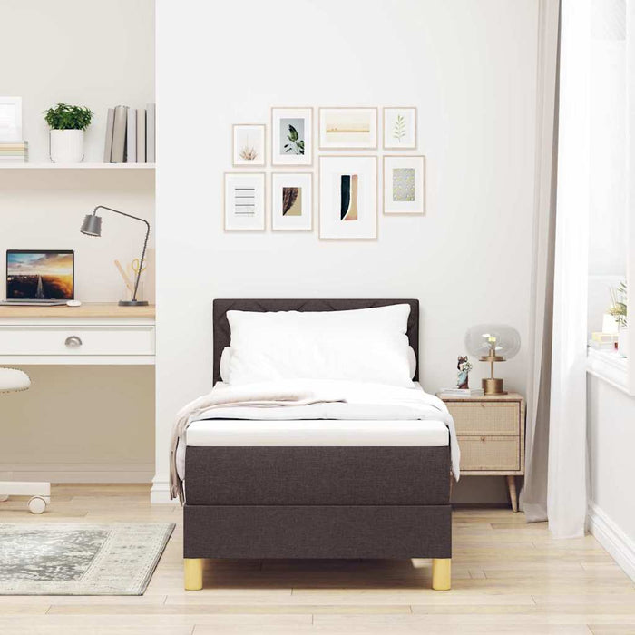 Pat boxspring cu saltea Maro închis 80 x 200 cm țesătură - WALTI WALTI