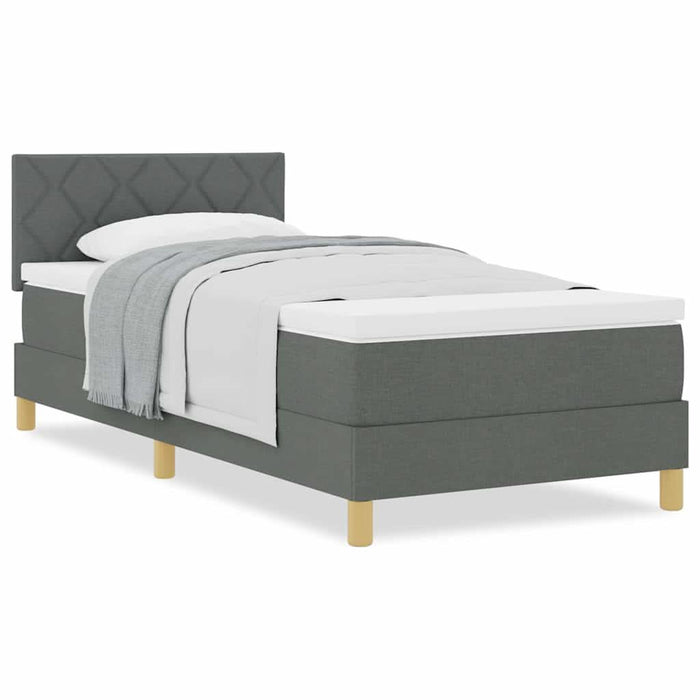 Pat boxspring cu saltea Gri închis 90 x 190 cm țesătură - WALTI WALTI