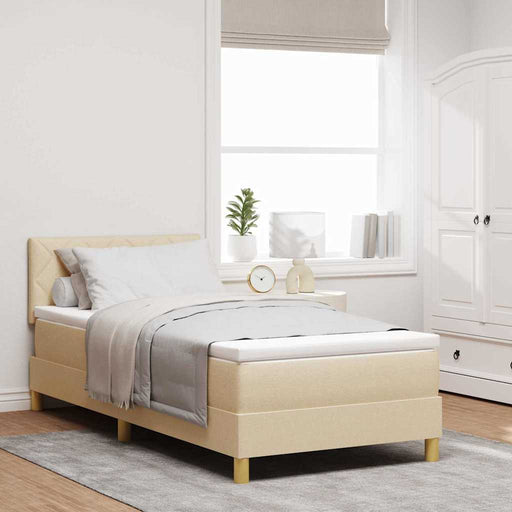 Pat cu arcuri cu pernă cu headboard Crem 90 x 190 cm țesătură - WALTI WALTI