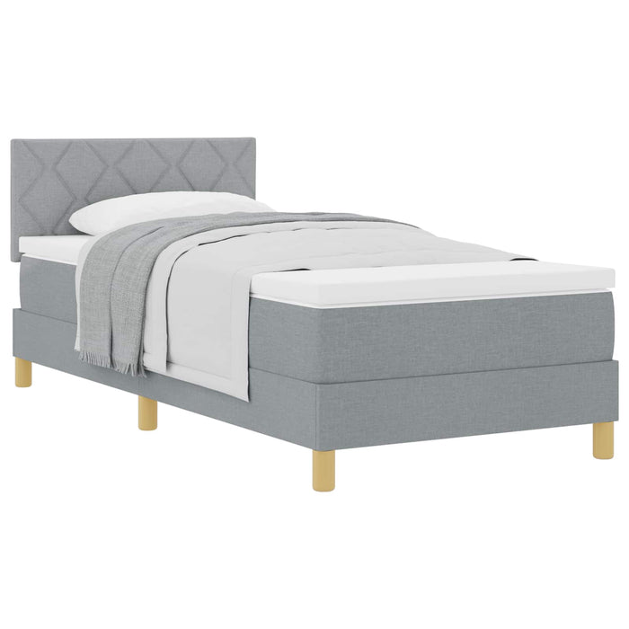 Pat cu arcuri cu pernă Manual Gri deschis 100 x 200 cm țesătură WALTI