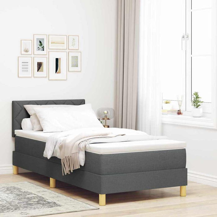 Pat boxspring cu saltea Gri închis 100 x 200 cm țesătură - WALTI WALTI