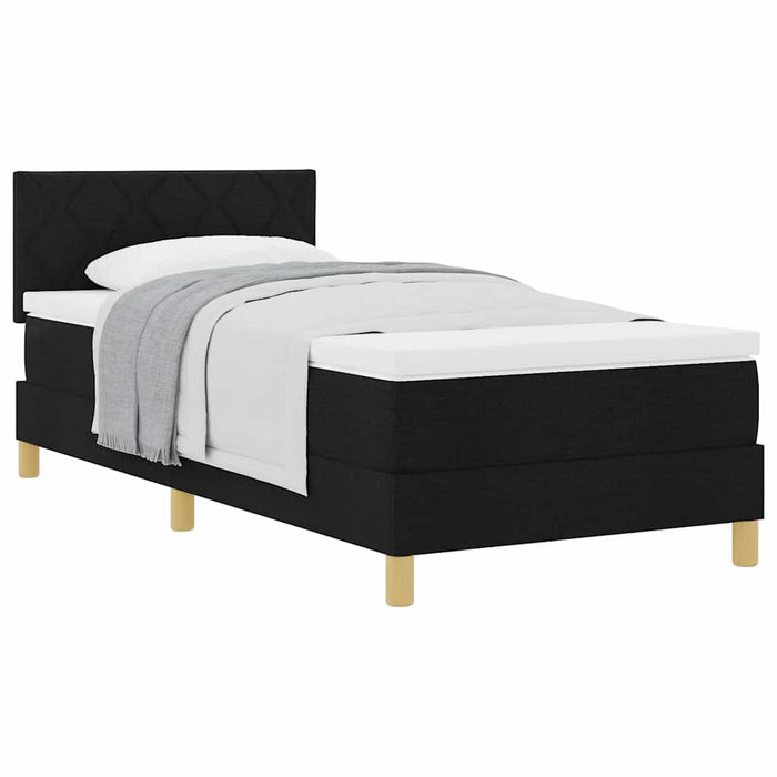 Pat boxspring cu saltea cu saltea Negru 100 x 200 cm țesătură - WALTI WALTI