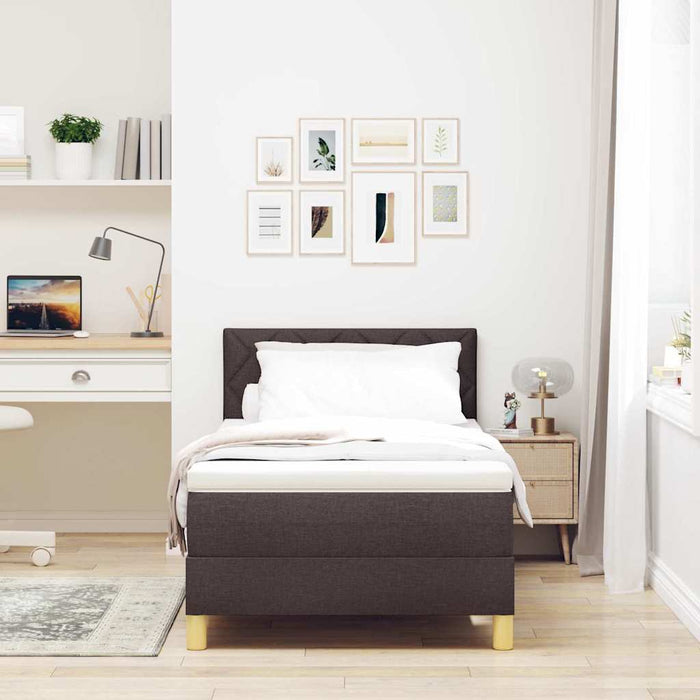 Pat boxspring cu saltea Maro închis 100 x 200 cm țesătură - WALTI WALTI