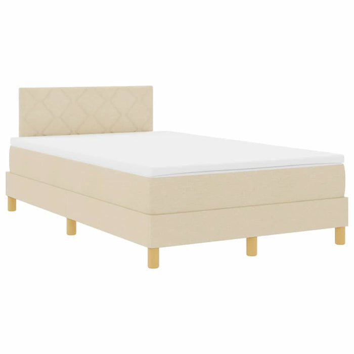 Pat cu arcuri cu pernă cu headboard Crem 120 x 190 cm țesătură WALTI