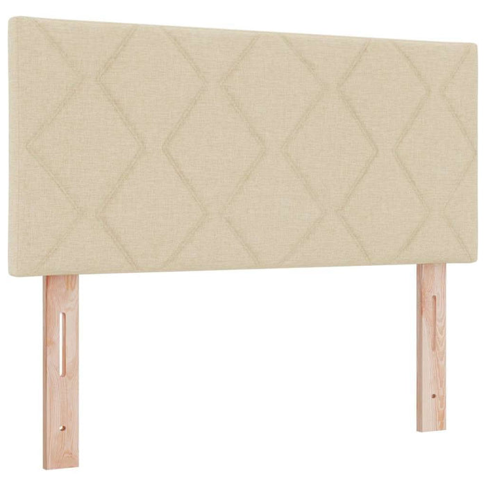Pat cu arcuri cu pernă cu headboard Crem 120 x 190 cm țesătură WALTI