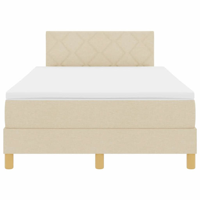 Pat cu arcuri cu pernă cu headboard Crem 120 x 190 cm țesătură WALTI