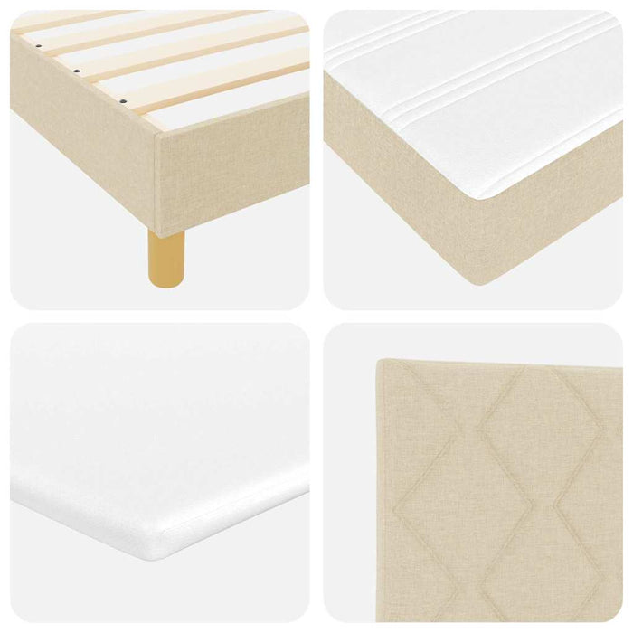 Pat cu arcuri cu pernă cu headboard Crem 120 x 200 cm țesătură - WALTI WALTI