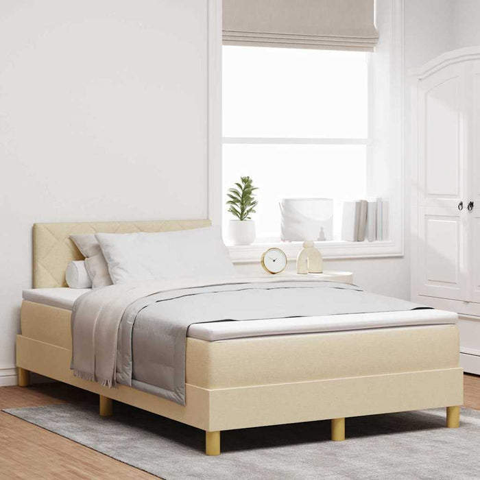 Pat cu arcuri cu pernă cu headboard Crem 120 x 200 cm țesătură - WALTI WALTI