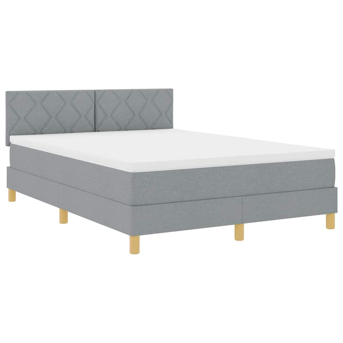 Pat cu arcuri cu pernă Manual Gri deschis 140 x 190 cm țesătură WALTI