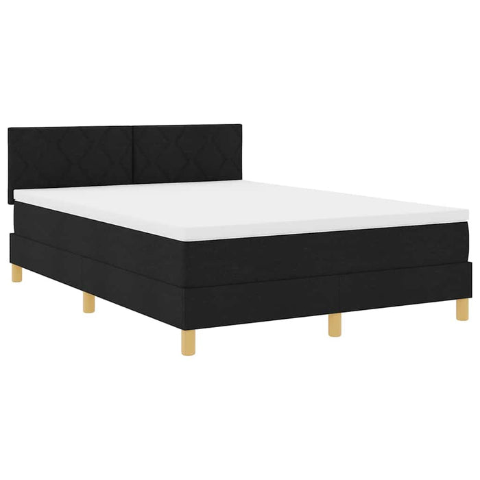 Pat cu arcuri cu pernă cu headboard Negru 140 x 190 cm țesătură WALTI