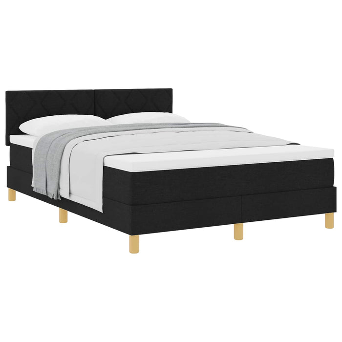 Pat cu arcuri cu pernă cu headboard Negru 160 x 200 cm țesătură WALTI