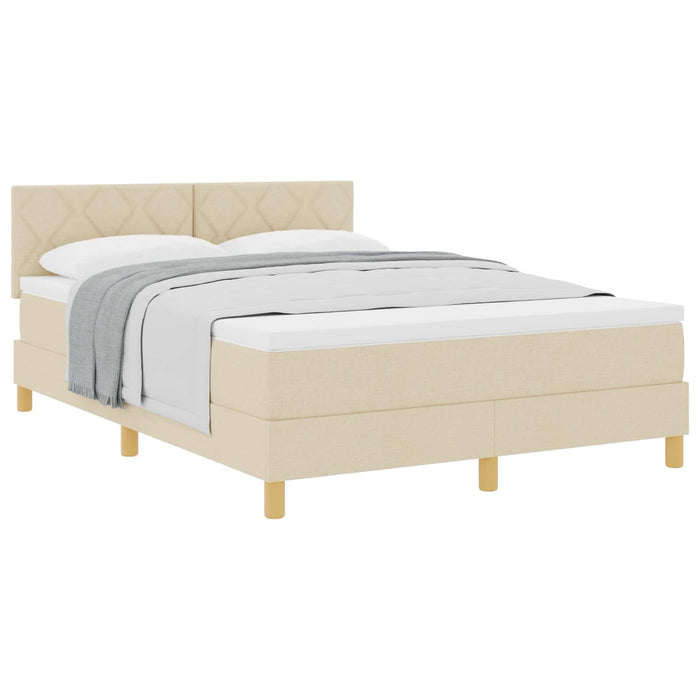 Pat cu arcuri cu pernă cu headboard Crem 160 x 200 cm țesătură WALTI