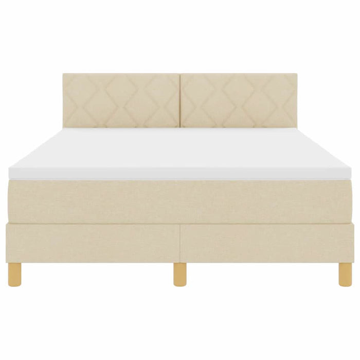 Pat cu arcuri cu pernă cu headboard Crem 160 x 200 cm țesătură WALTI