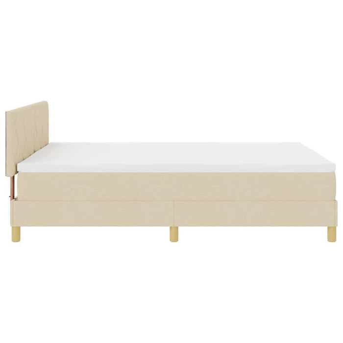 Pat cu arcuri cu pernă cu headboard Crem 160 x 200 cm țesătură WALTI