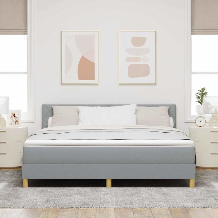 Pat cu arcuri cu pernă Manual Gri deschis 180 x 200 cm țesătură WALTI