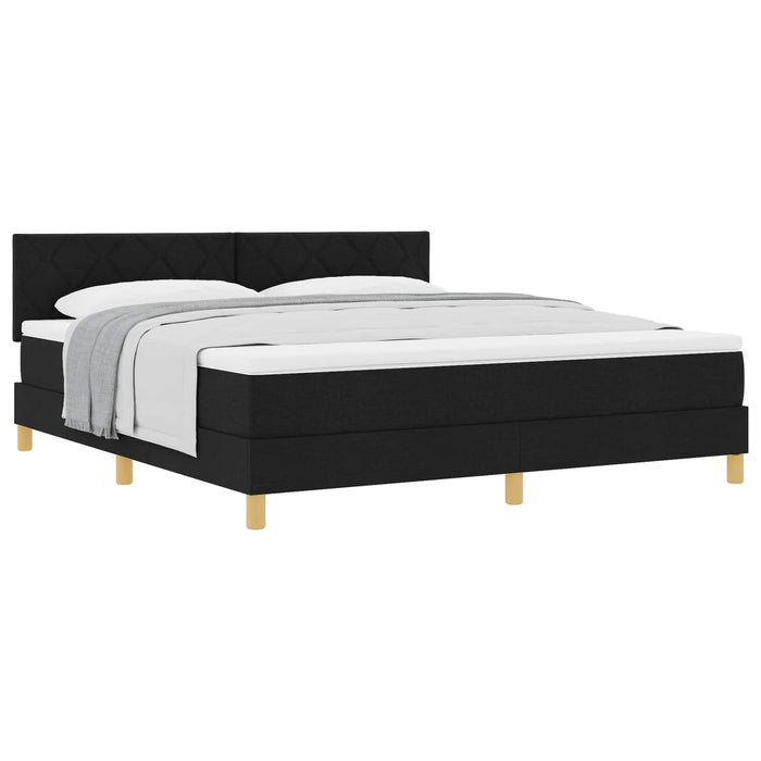 Pat cu arcuri cu pernă cu headboard Negru 180 x 200 cm țesătură WALTI