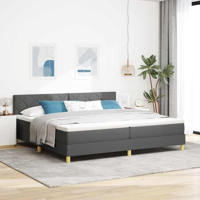 Pat cu arcuri cu pernă Manual Gri închis 200 x 200 cm țesătură - WALTI WALTI