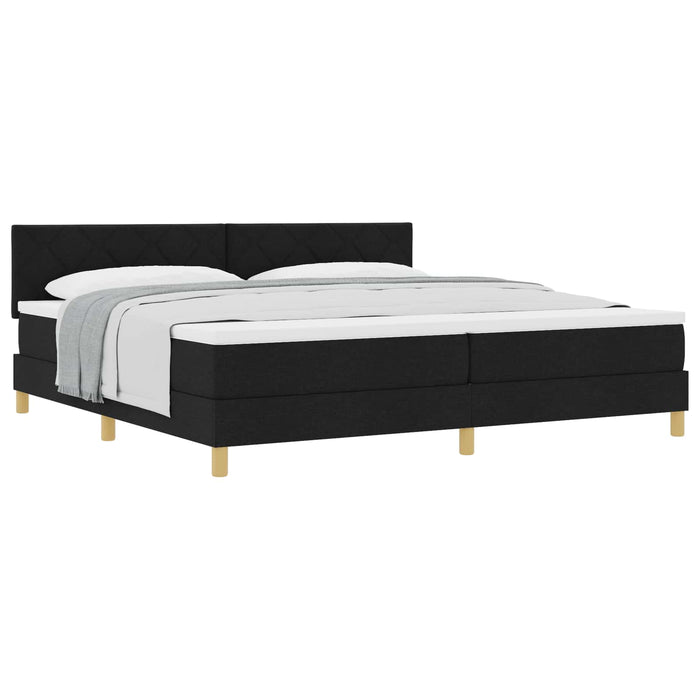 Pat cu arcuri cu saltea Negru 200 x 200 cm țesătură - WALTI WALTI