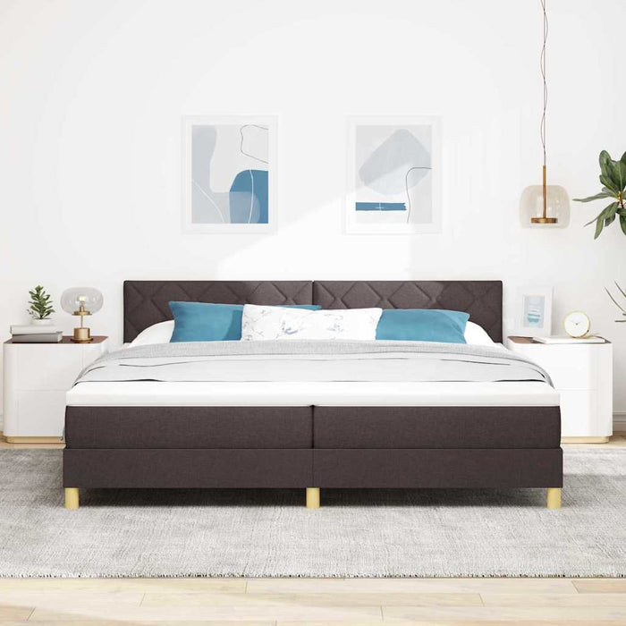 Pat cu arcuri cu saltea Maro închis 200 x 200 cm țesătură - WALTI WALTI