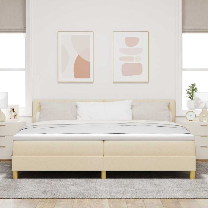 Pat cu arcuri cu saltea cu headboard Crem 200 x 200 cm țesătură - WALTI WALTI