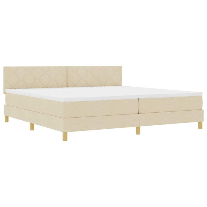 Pat cu arcuri cu saltea cu headboard Crem 200 x 200 cm țesătură - WALTI WALTI