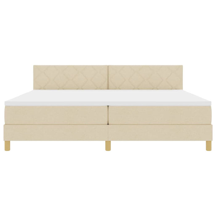 Pat cu arcuri cu saltea cu headboard Crem 200 x 200 cm țesătură - WALTI WALTI