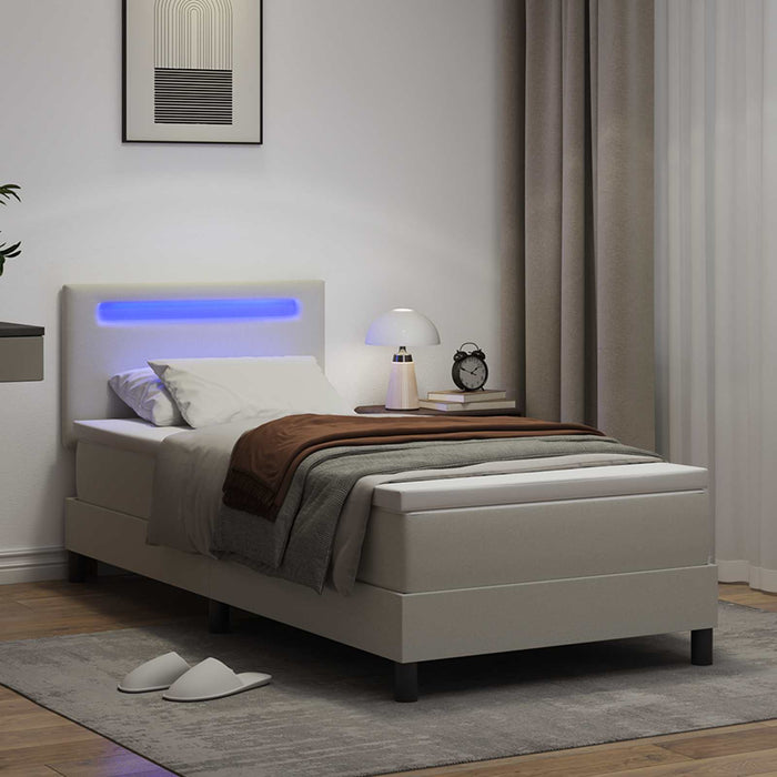 Pat cu arcuri cu benzi LED Alb 100 x 200 cm Piele artificială WALTI