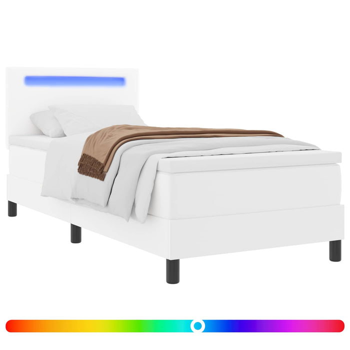 Pat cu arcuri cu benzi LED Alb 100 x 200 cm Piele artificială WALTI