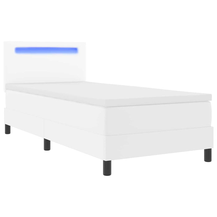 Pat cu arcuri cu benzi LED Alb 100 x 200 cm Piele artificială WALTI