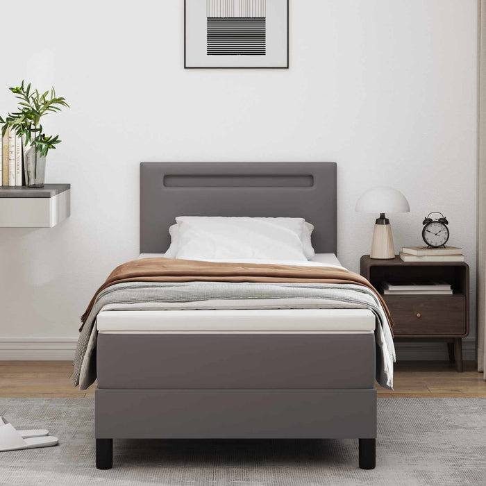 Pat cu arcuri cu saltea Gri 100 x 200 cm Piele artificială WALTI